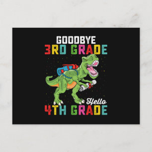 Postal Adiós 3° grado Hola 4° grado T Rex Dinosaurio