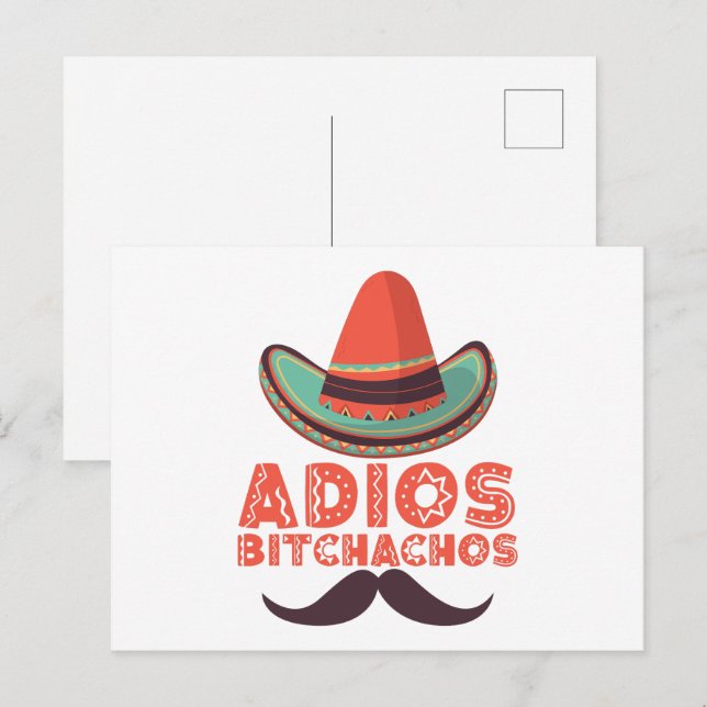 Postal Adiós bitchachos Sombrero retro Cinco de mayo (Anverso / Reverso)