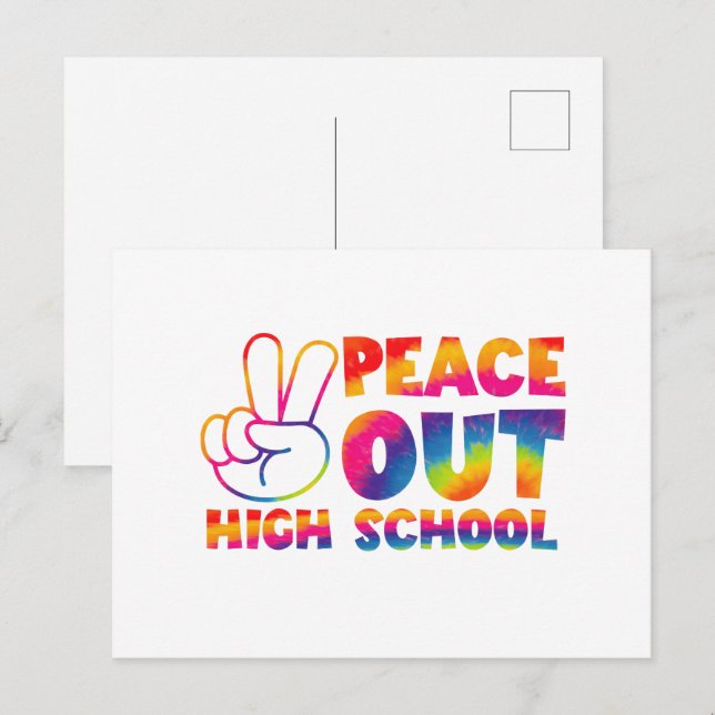 Postal Adiós Escuela Secundaria Tie Dye Último Día De Esc (Anverso / Reverso)