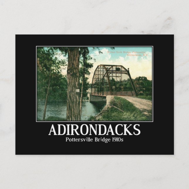 Postal Adirondacks, Pottersville NY Bridge Vintage (Anverso)