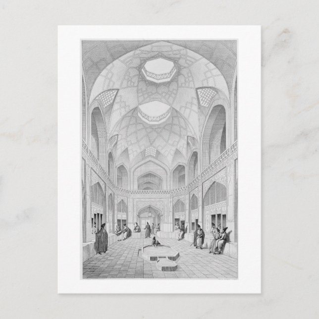 Postal Adji Seid Hussein Bazaar, en Kashan, de 'Voyage' (Anverso)