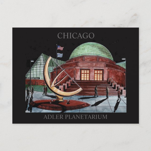 Postal Adler Planetarium Postcard Randsom Art Chicago (Anverso)