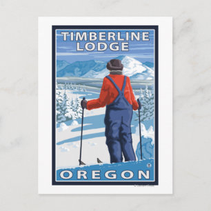 Postal Admiración al esquiador - Timberline Lodge, Oregón