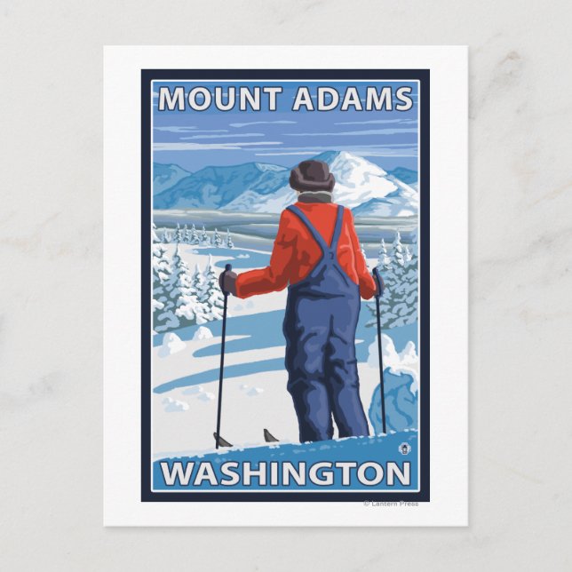 Postal Admiración de esquiadores - Monte Adams, Washingto (Anverso)