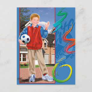 Postal Adolescente con balón de fútbol