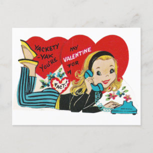 Postal Adolescente de los años 1960 en una ventisca de Sa