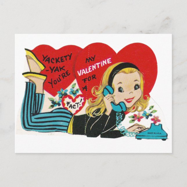 Postal Adolescente de los años 1960 en una ventisca de Sa (Anverso)