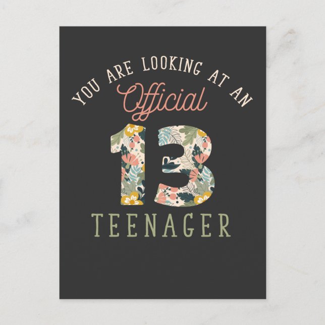 Postal Adolescente oficial 13 años Chica de 13 años (Anverso)