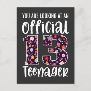 Postal Adolescente Oficial De 13 Años Cumpleaños Chica