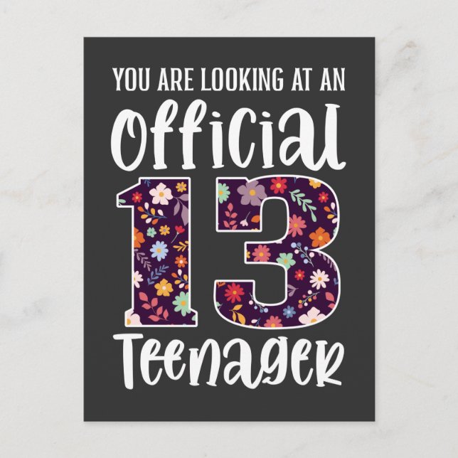 Postal Adolescente Oficial De 13 Años Cumpleaños Chica (Anverso)