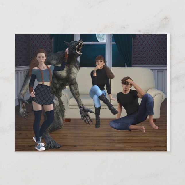 Postal Adolescentes Licántropos Cambiaformas Lobizones (Anverso)