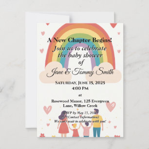 Postal Adopción de Baby Shower arcoiris