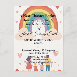 Postal Adopción de Baby Shower arcoiris
