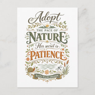 Postal "Adopta el ritmo de la naturaleza" -- cita de Emer