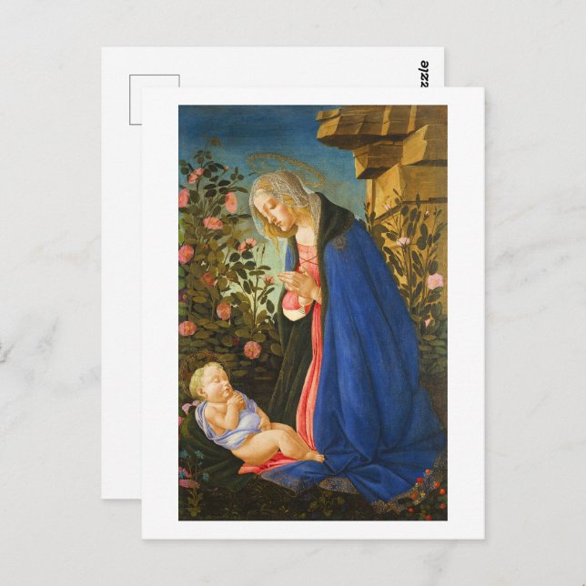 POSTAL ADORA VIRGEN DE NIÑO CRISTO DORMIDO (Anverso / Reverso)