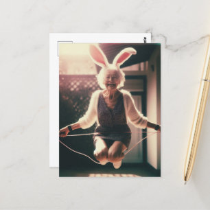 Postal Adorable Abuela De Pascua Bungalow Salto Rope
