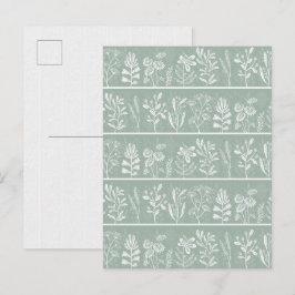 Postal Adorable Arte Caprichoso Verde Menta Suave