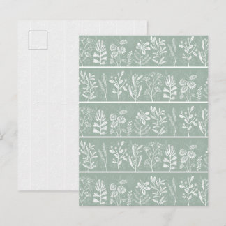 Postal Adorable Arte Caprichoso Verde Menta Suave