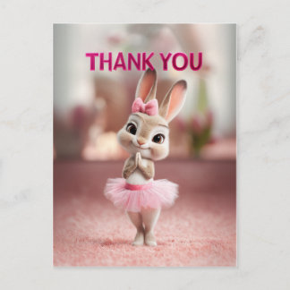 Postal Adorable Baby Bunny in Pink Tutu Thank You