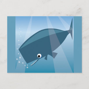POSTAL ADORABLE BALLENA AZUL BONITO DIBUJO ANIMADO BURBUJ