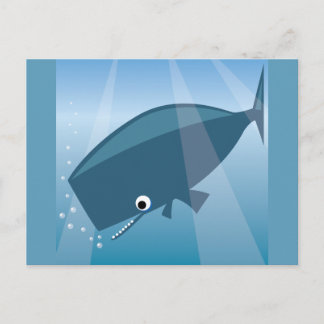POSTAL ADORABLE BALLENA AZUL BONITO DIBUJO ANIMADO BURBUJ