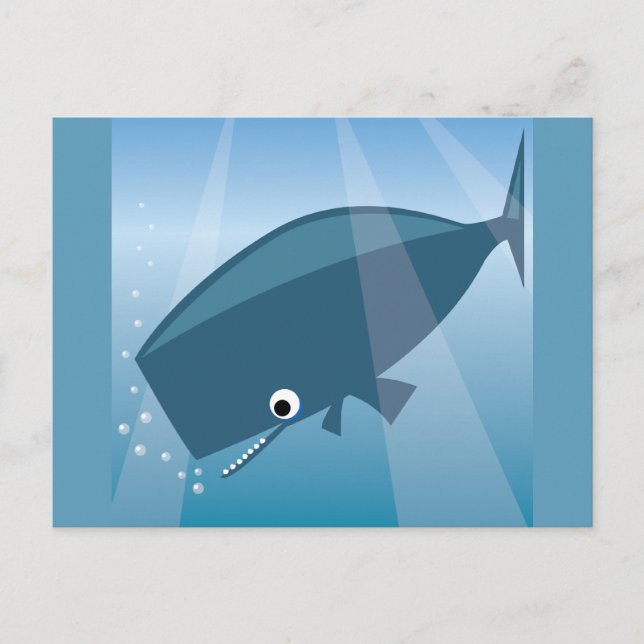 POSTAL ADORABLE BALLENA AZUL BONITO DIBUJO ANIMADO BURBUJ (Anverso)