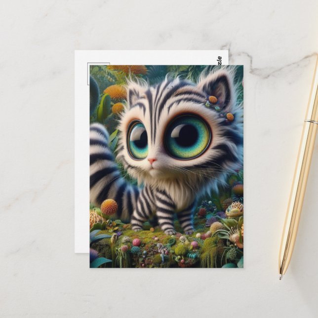 Postal Adorable Big Eye Kitty (Anverso/Reverso In Situ)