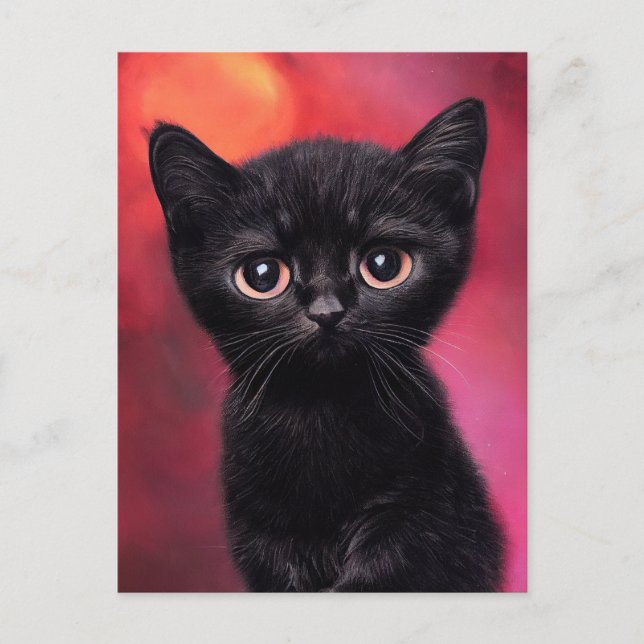 Postal Adorable Black Kitten (Anverso)