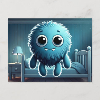 Postal Adorable Blue Fluffy Creature