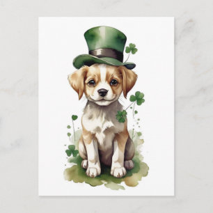 Postal Adorable cachorro del Día de San Patricio