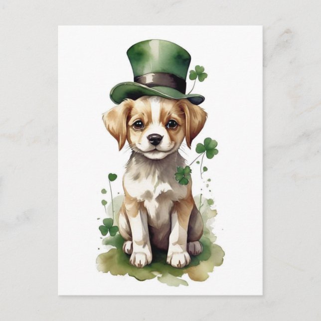 Postal Adorable cachorro del Día de San Patricio (Anverso)