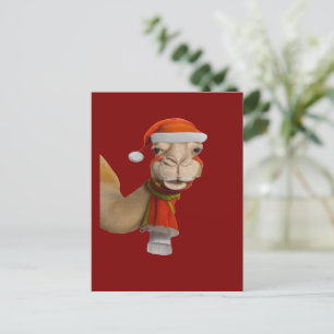 Postal Adorable Camello Lindo con Sombrero de Santa Navid