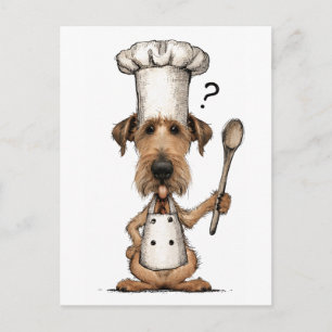 Postal Adorable Chef Terrier Irlandés Cocinando Perro Div