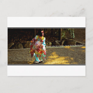 Postal © Adorable Chica en Kimono, Santuario Atsuta, Nago