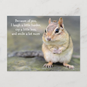 Postal Adorable Chipmunk con cita de amistad