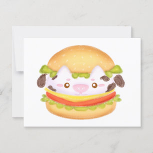 Postal Adorable Cow Hamburger