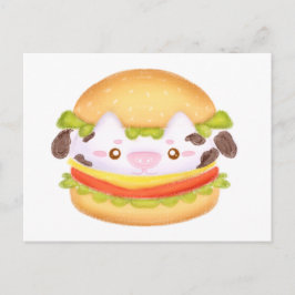 Postal Adorable Cow Hamburger