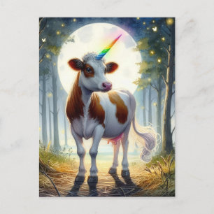 Postal Adorable Dairy Cow Unicorn