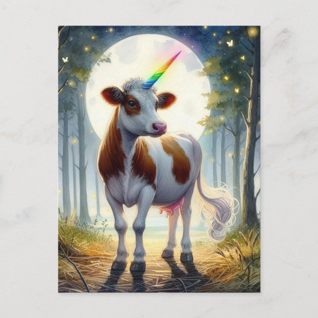 Postal Adorable Dairy Cow Unicorn (Anverso)