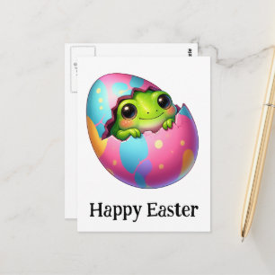 Postal Adorable divertida linda rana bebé de Pascua