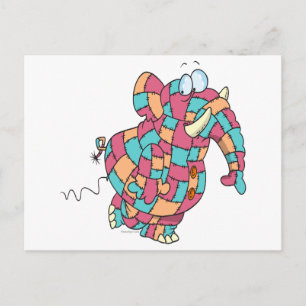 Postal adorable elefante de imitación acolchada