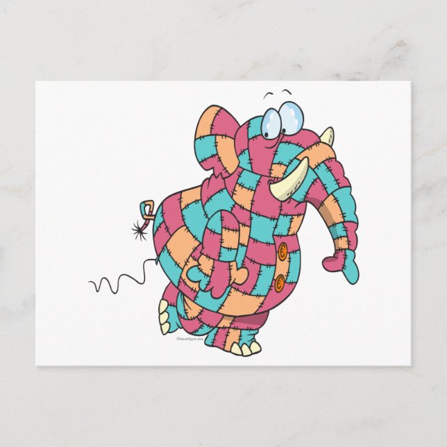 Postal adorable elefante de imitación acolchada (Anverso)