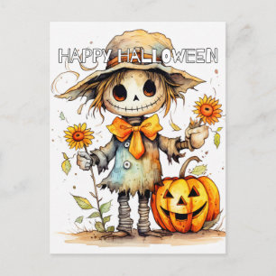 Postal Adorable Espantapájaros Festivo Pequeño