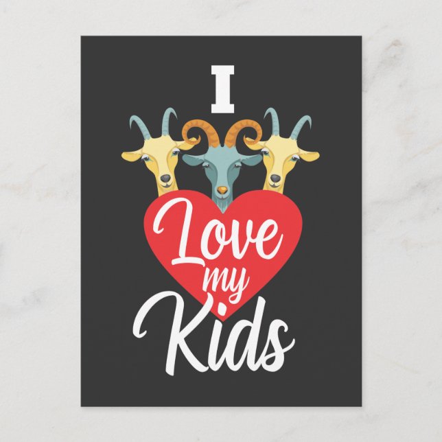 Postal Adorable familia animal de cabra amante de mamá Hu (Anverso)