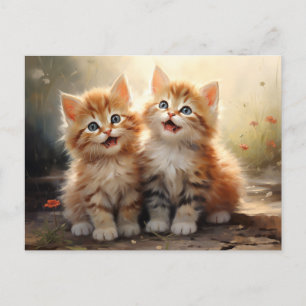 Postal Adorable feliz Naranja Tabby Kittens
