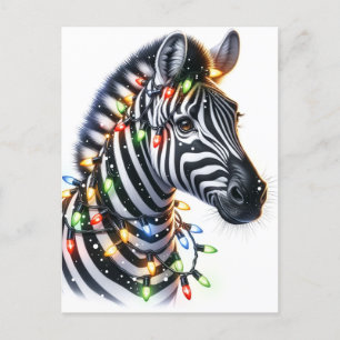 Postal Adorable Feliz Navidad Zebra