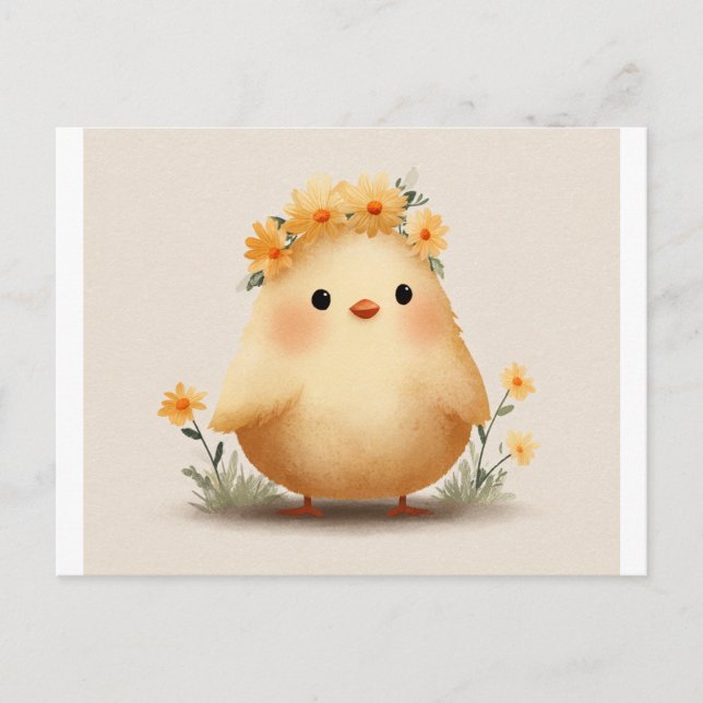 Postal Adorable Flower Crown Chick Postcard (Anverso)