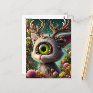 Postal Adorable Fluffy Jackalope