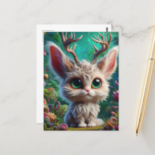 Postal Adorable Fluffy Jackalope