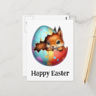 Postal Adorable Funny Cute Pascua Bebé ardilla